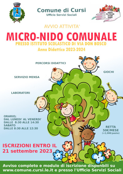 Avviso iscrizione Micronido Anno Didattico 2023-2024